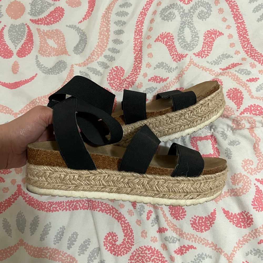 cute black espadrille sandals, size 7.5